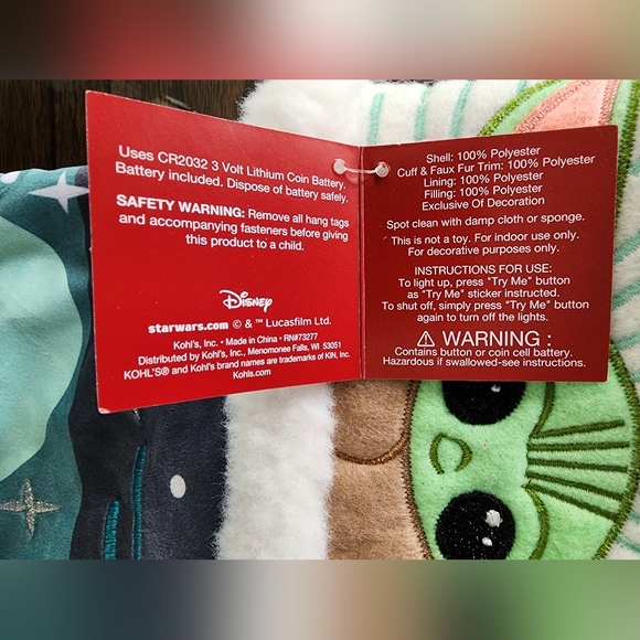 Disney's Star Wars The Child LED Stocking by St. Nicholas Square - Picture 6 of 10